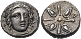 SATRAPS OF CARIA. Hidrieus, circa 351/0-344/3 BC. Trihemiobol (Silver, 9.5 mm, 0.97 g, 3 h), Halikarnassos. Laureate head of Apollo facing, turned sli...