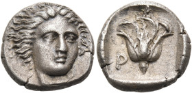ISLANDS OFF CARIA, Rhodos. Rhodes. Circa 408/7-390 BC. Hemidrachm (Silver, 11.5 mm, 1.81 g, 1 h). Head of Helios facing, turned slightly to the right....