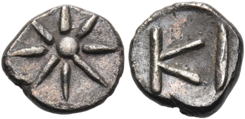 PHRYGIA. Kibyra. Circa 200-150 BC. Obol (Silver, 8 mm, 0.44 g). Star of eight ra...