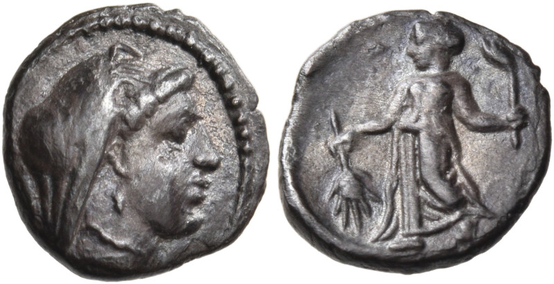 CILICIA. Mallos. Circa 385-375 BC. Obol (Silver, 10 mm, 0.57 g, 9 h). Veiled hea...