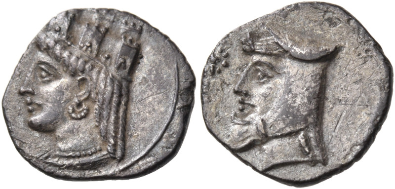 CILICIA OR CYPRUS. Uncertain mint. Mid 4th century BC. Obol (Silver, 11 mm, 0.67...