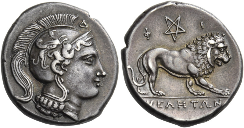 LUCANIA. Velia. Circa 300-280 BC. Didrachm (Silver, 21.5 mm, 7.33 g, 1 h). Head ...