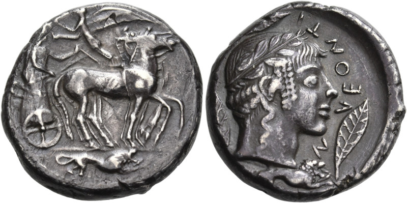 SICILY. Leontini. Circa 466-460 BC. Tetradrachm (Silver, 26 mm, 17.23 g, 3 h), s...