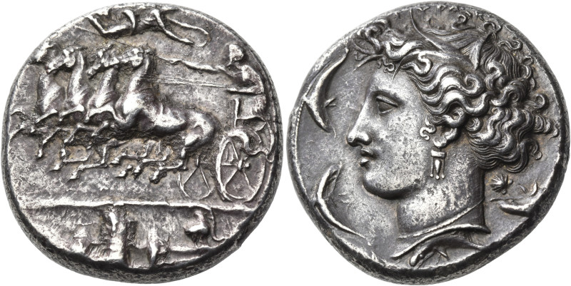 SICILY. Syracuse. Dionysios I, 405-367 BC. Dekadrachm (Silver, 35 mm, 43.42 g, 1...