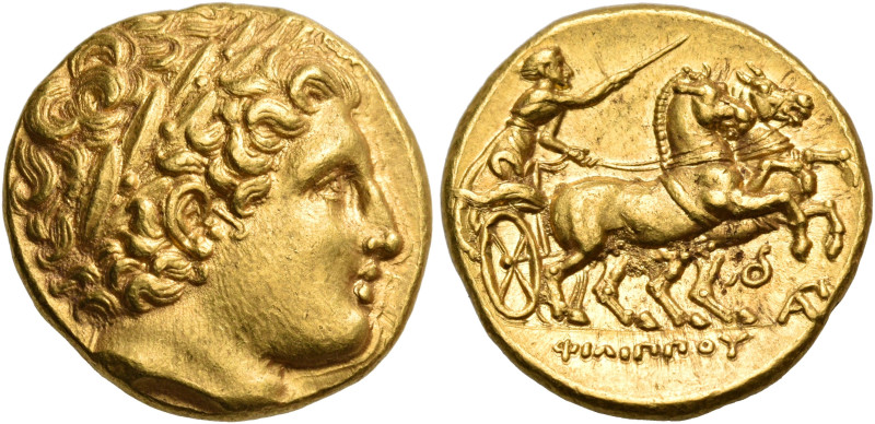 KINGS OF MACEDON. Philip II, 359-336 BC. Stater (Gold, 18.5 mm, 8.62 g, 9 h), La...