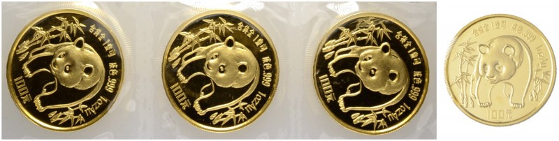 [311.03g]
CHINA. Volksrepublik. 100 Yuan 1986. Lot von 10 Exemplaren. Feingewic...