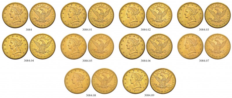 [150.46g]
USA. 10 Dollars 1902, San Franzisco. Lot von 10 Exemplaren. Feingewic...