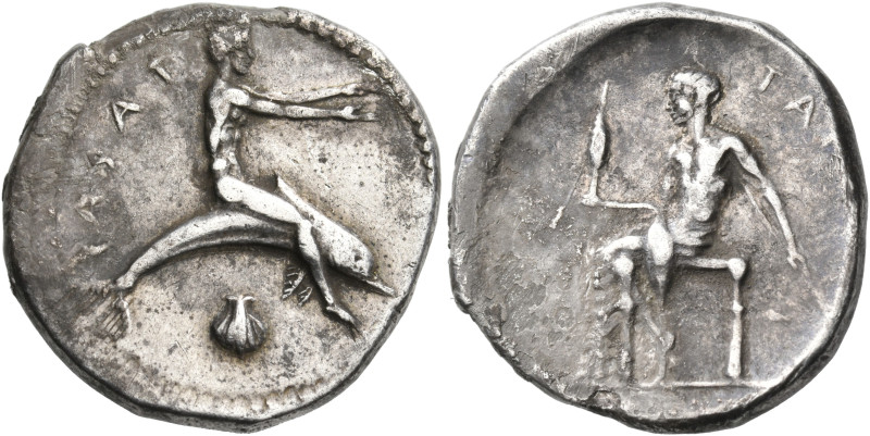 CALABRIA. Tarentum. Circa 450-440 BC. Nomos or Didrachm (Silver, 24 mm, 7.98 g, ...