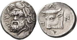 CIMMERIAN BOSPOROS. Pantikapaion. Circa 340-325 BC. Drachm (Silver, 16 mm, 3.48 g, 9 h). Bearded head of Pan with animal ears facing, head turned slig...