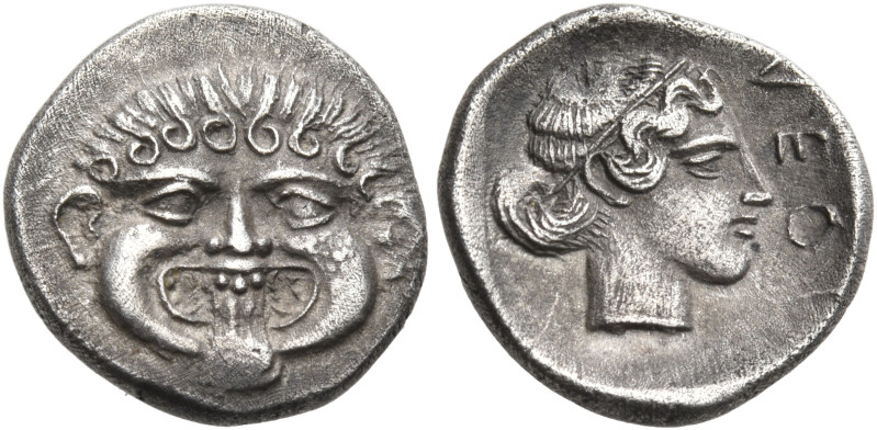 MACEDON. Neapolis. Circa 424-350 BC. Hemidrachm (Silver, 14 mm, 1.92 g, 9 h). Go...