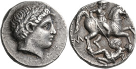 KINGS OF PAEONIA. Patraos, circa 335-315 BC. Tetradrachm (Silver, 24 mm, 12.66 g, 1 h), Astibos or Damastion. Laureate head of Apollo to right. Rev. Π...