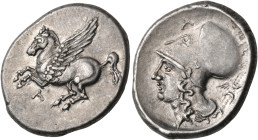 AKARNANIA. Argos Amphilochikon. Circa 350-270 BC or later. Stater (Silver, 23 mm, 8.48 g, 9 h). A Pegasus with straight wings flying to left. Rev. Hea...