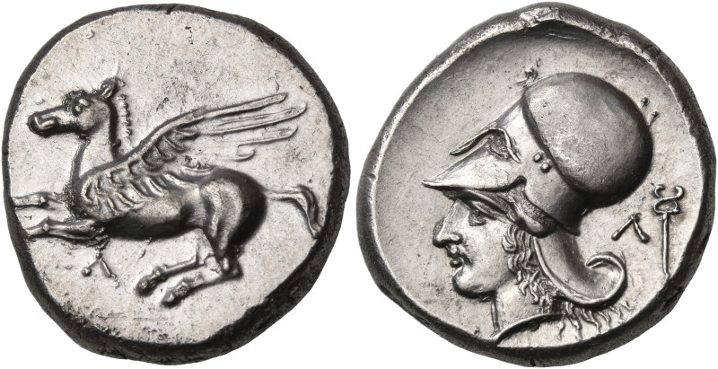 AKARNANIA. Leukas. Circa 350-320 BC. Stater (Silver, 19.5 mm, 8.60 g, 3 h). Λ Pe...