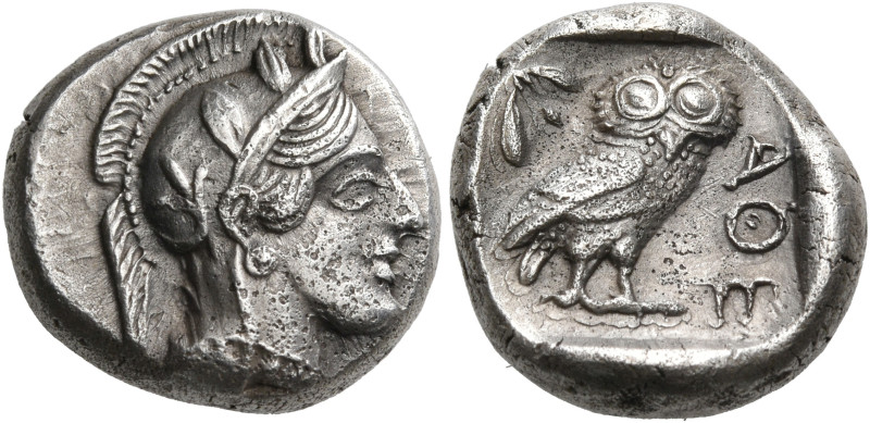 ATTICA. Athens. Circa 454-404 BC. Drachm (Silver, 15 mm, 4.29 g, 4 h), late 440s...