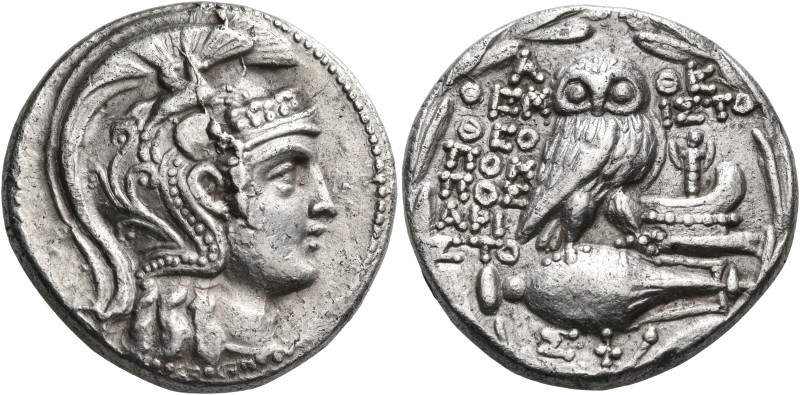 ATTICA. Athens. Circa 165-42 BC. Tetradrachm (Silver, 27 mm, 16.71 g, 12 h), str...