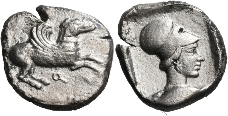 CORINTHIA. Corinth. Circa 450-415 BC. Stater (Silver, 21 mm, 8.11 g, 3 h). Ϙ Peg...