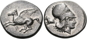 CORINTHIA. Corinth. Circa 405-345 BC. Stater (Silver, 21.5 mm, 8.44 g, 12 h). Ϙ Pegasos with straight wings, flying to left. Rev. Head of Athena to ri...