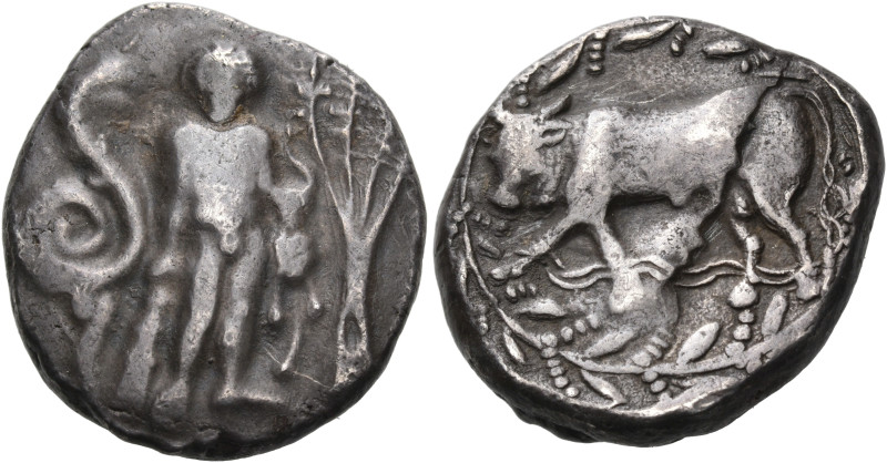 CRETE. Phaistos. Circa 330-320 BC. Stater (Silver, 24 mm, 11.52 g, 10 h). Herakl...