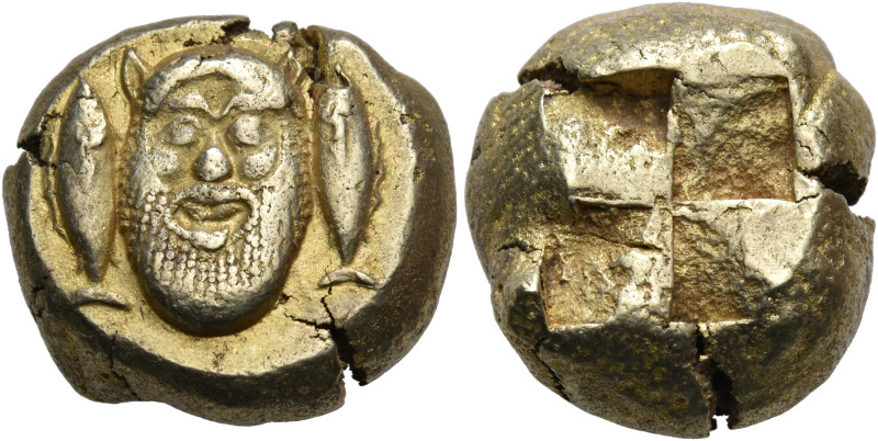 MYSIA. Kyzikos. Circa 550-500 BC. Stater (Electrum, 19 mm, 16.13 g). Head of Sil...