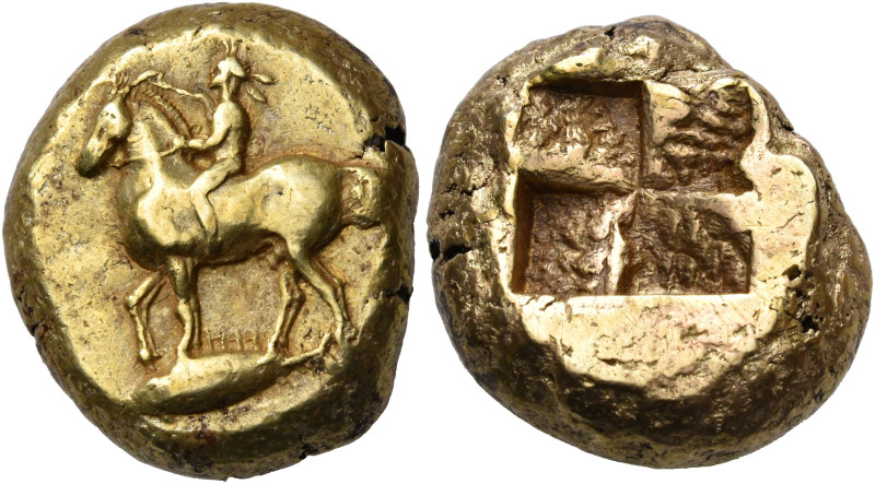 MYSIA. Kyzikos. 5th-4th century BC. Stater (Electrum, 19.5 mm, 16.03 g). Ephebe,...