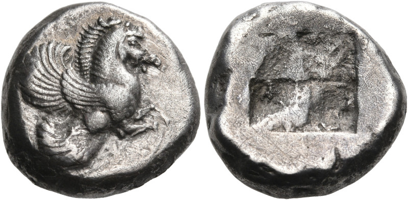 MYSIA. Lampsakos. Circa 510 BC. Didrachm (Silver, 17 mm, 6.43 g). Forepart of Pe...