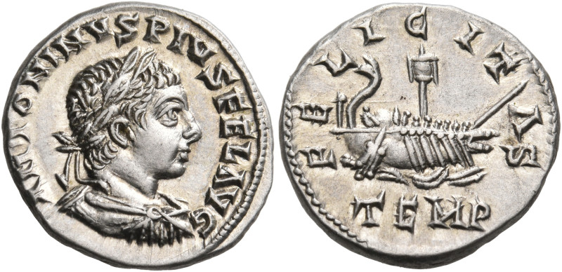 Elagabalus, 218-222. Denarius (Silver, 18 mm, 3.56 g, 5 h), Antioch, 218-219. AN...