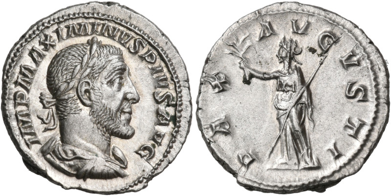 Maximinus I, 235-238. Denarius (Silver, 19 mm, 3.25 g, 12 h), Rome, 236. IMP MAX...