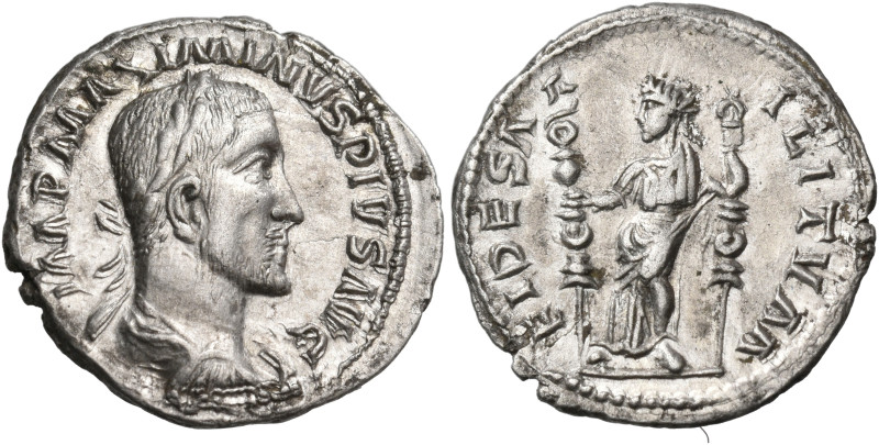 Maximinus I, 235-238. Denarius (Silver, 19 mm, 2.36 g, 9 h), an imitative issue,...