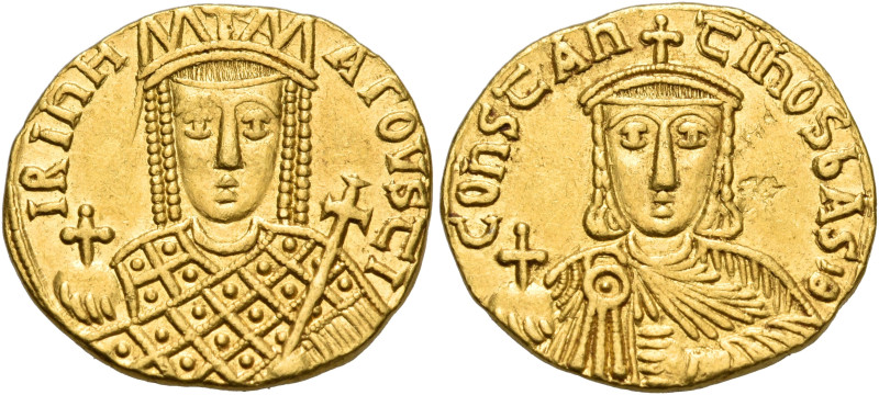 Constantine VI & Irene, 780-797. Solidus (Gold, 19 mm, 4.35 g, 7 h), 793-797. IR...