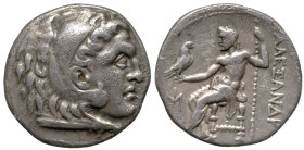Greek Coins
KINGS OF MACEDON. Alexander III 'the Great' (336-323 BC). Miletos.
AR Drachm (19.2mm 4.08g)
Obv: Head of Herakles right, wearing lion s...