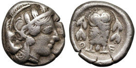 Greek
ATTICA. Athens. (Circa 449-404 BC).
AR Hemidrachm (12.3mm 2.11g).
Obv: Head of Athena to right, wearing crested Attic helmet decorated with t...