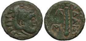 Greek
KINGS OF THRACE. Adaios. (circa 275-225 BC).
AE Bronze (16.5mm 3.3g).
Obv: Head of bearded Herakles to right, wearing lion's skin headdress....