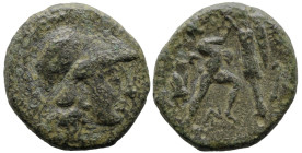 Greek
KINGDOM of MACEDON. Antigonos II Gonatas. (277/6-239 BC). Uncertain Macedonian mint
AE Bronze (18.3mm 5.52g)
Obv: Helmeted head of Athena to ...