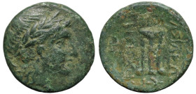 Greek
SELEUKID KINGDOM. Antiochos II Theos (261-246 BC). Sardes
AE Bronze (17.6mm 3.7g)
Obv: Laureate head of Apollo right.
Rev: BAΣΙΛΕΩΣ / ANTIOX...