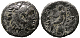 Greek
SELEUKID KINGDOM. Seleukos II Kallinikos (246-225 BC). Sardes mint
AE Bronze (16.2mm 4.33g)
Obv: Head of Herakles right, wearing lion skin.
...