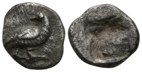 Greek
TROAS, Abydos(?). (Late 6th-early 5th centuries BC).
AR Hemiobol(?) (10.5mm 0.52g).
Obv: Eagle standing right, head left
Rev: Incuse square ...