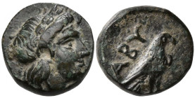 Greek
TROAS. Abydos. (Circa 4th-3rd centuries BC).
AE Bronze (14.4mm 1.55g)
Obv: Laureate head of Apollo to right
Rev: Eagle standing to right; AB...