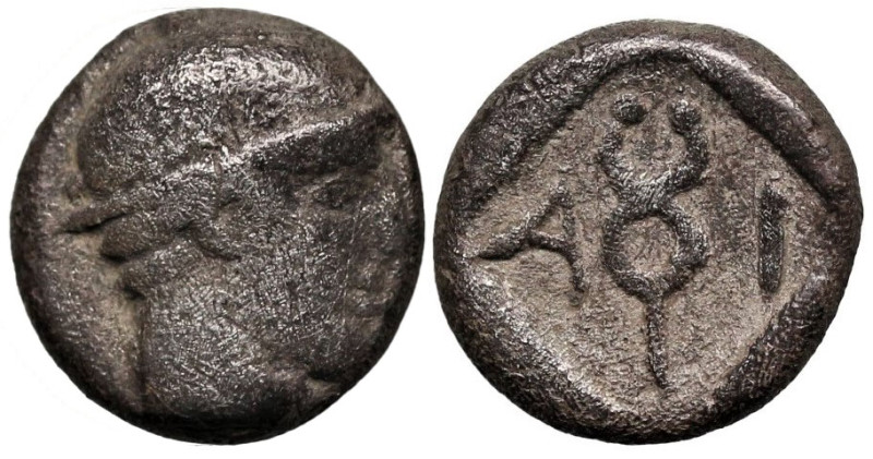 Greek
THRACE. Ainos. (Circa 464-460 BC).
AR Diobol (10mm 1.2g)
Obv: Head of H...