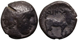 Greek
THRACE. Ainos. (Circa 432-431 BC).
AR Diobol (10.2mm 1.02g)
Obv: Head of Hermes to right, wearing petasos
Rev: Goat standing to right; AIN a...