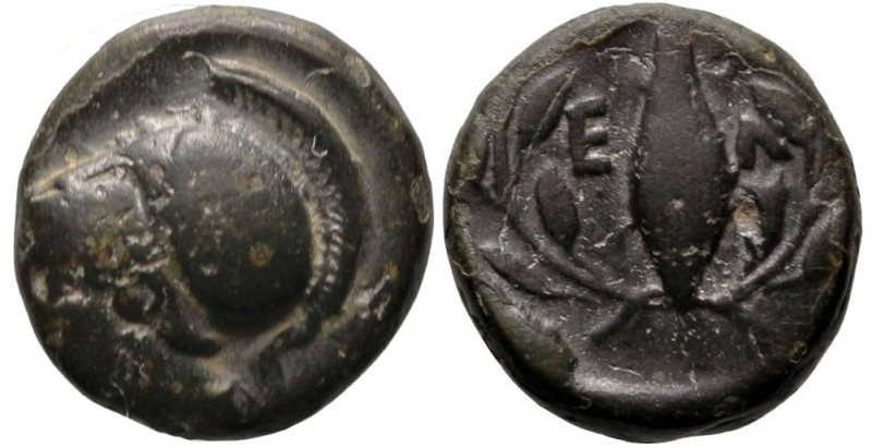 Greek
AEOLIS. Elaia. (Circa 340-300 BC).
AE Brozne (10.2mm 1.43g)
Obv: Helmet...