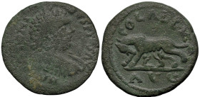 Roman Provincial
TROAS. Alexandria. Caracalla (198-217 AD).
AE Bronze (24mm 8g)
Obv: Laureate and cuirassed bust right
Rev: COL ALEX AVG. Wolf sta...