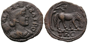 Roman Provincial
TROAS. Alexandria. Pseudo-autonomous (Circa 3rd century).
AE Bronze (20mm 4g)
Obv: ALEXA TRO. Turreted and draped bust of Tyche ri...