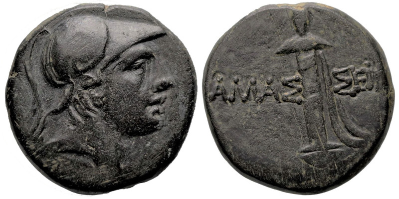 Greek
PONTOS. Amaseia (Circa 120 BC)
AE Bronze (19.8mm 7.75g)
Obv: Helmeted h...