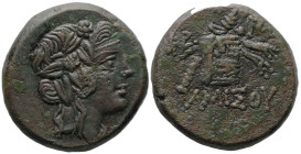 Greek Coins
PONTOS. Amisos. Time of Mithradates VI Eupator (Circa 105-90 or 90-85 BC).
AE Bronze (21.2mm 9.16g)
Obv: Head of Dionysos right, wearin...