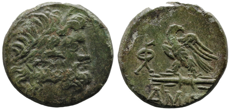 Greek
PONTOS. Amisos (Circa 100-85 BC)
AE Bronze (19.8mm 6.36g)
Obv: Laureate...