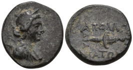Greek
MYSIA. Apollonia ad Rhyndacum. civic issue (200-100 BC).
AE Bronze (18mm 2.27g)
Obv: Laureate head of Apollo or Artemis ? right
Rev: AΠOΛΛΩ-...
