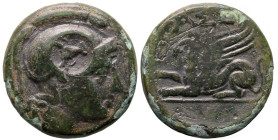 Greek
TROAS. Assos. (4th-mid 3rd century BC).
AE Bronze (15.1mm 3.61g)
Obv: Head of Athena to right, wearing crested Attic helmet. c/m: bucranium w...
