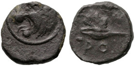 Greek
THRACE. Chersonesos. (Circa 386-309 BC).
AE Bronze (10.6mm 1.17g)
Obv: Head of lion left.
Rev: XEP / PO. Barley grain.
HGC 3.2, 1439.