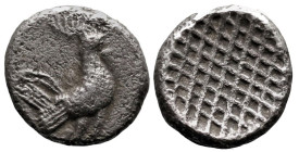Greek
TROAS. Dardanos. (Late 6-early 5th centuries BC).
AR Obol (8.8mm 0.6g)
Obv: Rooster standing right.
Rev: Shallow incuse with crosshatch desi...