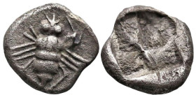 Greek
IONIA. Ephesos. (Circa 550-500 BC).
AR Tritetartemorion or 1/24 stater (7.1mm 0.47g)
Obv: Bee.
Rev: Incuse square punch.
Karwiese Series II...